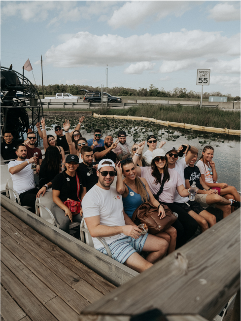 A group of reps on a tourboat